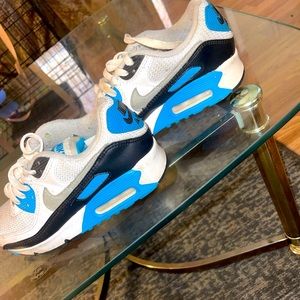 Blue and white air maxes